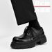 ShoeVault Derby For Men, Thick Sole, Hidden Increase Of 10cm, Round Toe, Big Toe British Style, Black Work Shoes, Height_vogvips.com