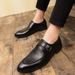 Fashion Pointed Trendy British Men's Wedding Large Casual Monk Shoes 2025 New Business Leather Shoes_vogvips.com