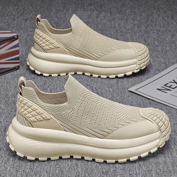 Men's Casual Breathable Flyknit Mesh Thin Men's Slip-On Shoes For Teenagers, Dad Style Versatile Shoes_vogvips.com