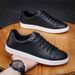 Euro Step Summer New Breathable White Korean Style Versatile Casual Leather Thick Sole Sneakers Non-slip Men's Shoes_vogvips.com
