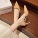 Nude-colored One-strap Closed-toe Sandals For Women, 2025 Summer New Model, Pointed Toe, Thin Heel, Stylish Design,_vogvips.com