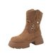Thick-Soled Height-Increasing Martin For Women 2025 New Summer Thin Brown Melad Boots Western Cowboy Short Sandals_vogvips.com