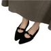 Women's Vintage Mary Jane Shoes – Floral Embellished Suede Loafers With Cotton Lining & Hidden Wedge Heel For Fall & Winter_vogvips.com