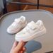Super Light Velcro Sneakers Solid Bottom Board Shoes Boys And Girls Collegiate Style Small White Shoes_vogvips.com