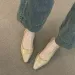 Brand Luxury Designer Fashion PU Leather Design Ladies Summer New Style Pointed Toe Low Heel Women Sandals Non-slip Flat_vogvips.com