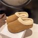 Women's Shoes Thick Soled Birkenstocks For Women, Winter Plush Slip On Cotton Slippers, Closed Toe Slippers For Outdoor Wear, Height Enhancing_vogvips.com