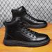 New Leather Spring Men's Shoes High-top Men's Heightening Tooling Martin Boots_vogvips.com