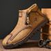 European Warm Series Autumn And Winter New Mid-top Martin Large Size Slip-on Leather Hand-stitched Business Men's Boots_vogvips.com