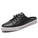 Men's Round Head Leather Men's Casual Lace-up Splicing Lazy Shoes Men's Shoes_vogvips.com
