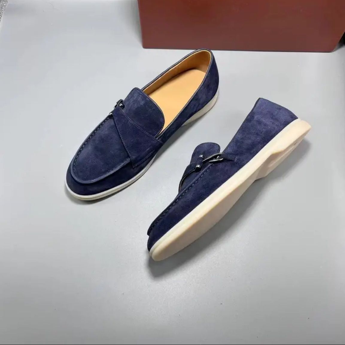 British Selected Genuine Leather Loafers Men's Four Seasons Flat Trendy Slip-On Lazy One-Step Casual Shoes_vogvips.com