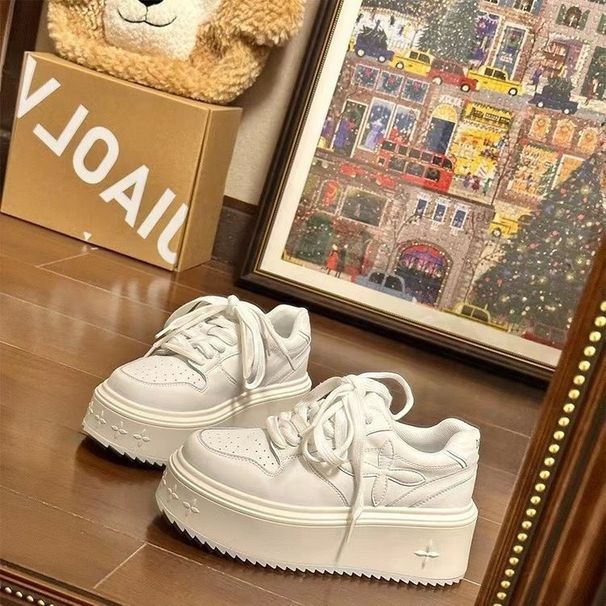 Super Popular Thick-soled Height-increasing White 2024 New Hot Style Versatile For Petite Individuals, Trendy Casual_vogvips.com