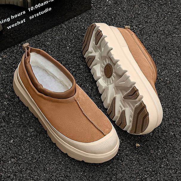 Men's Shoes Trendy Fashion Internet Celebrity Same Style Snow Boots Northeast Plus Velvet Thickened Snow Cotton Shoes Genuine Leather Work Shoes_vogvips.com