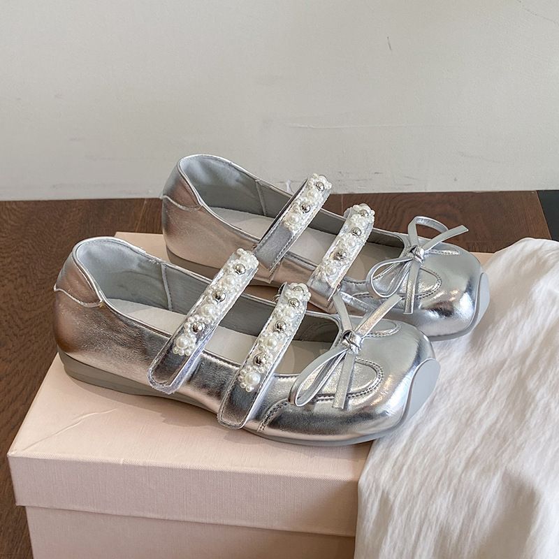 French Ballet Dream Flat Bottom Shallow Mouth Mary Jane Shoes Women's Bow Sweet Empty Temperament Bag Head Sandals_vogvips.com