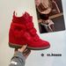 Women's High Top Flat Casual Shoes Color Block Round Toe Hidden Height Increase Velcro Sneakers Versatile_vogvips.com