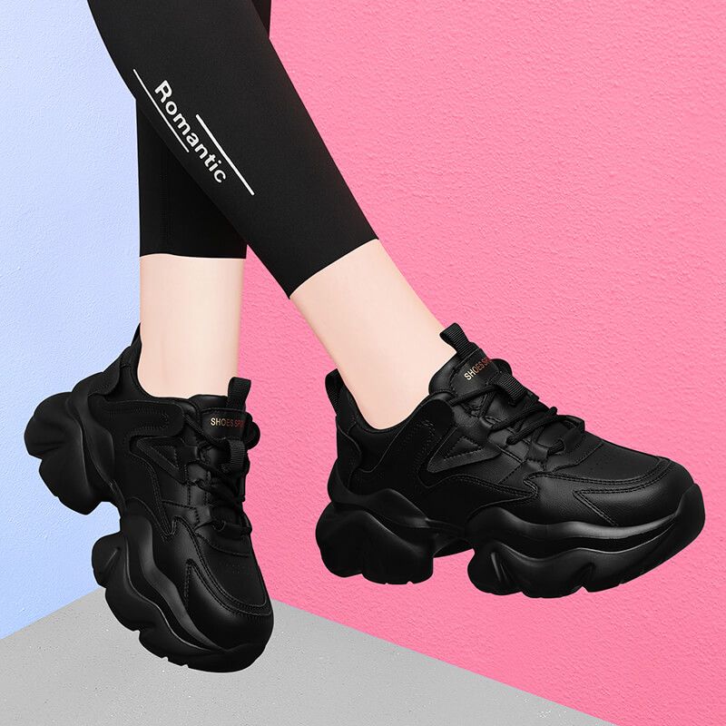 Black Daddy 2025 New Arrival Spring Thick Sole Easiest For Match Height Increasing Feet Small Travel Women's Sports_vogvips.com