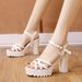 New High Heel Sandals With Thick Heels, Waterproof Platform, Versatile Thin Strap Combination, Summer Soft Leather_vogvips.com