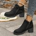 Women's Plus Size Suede Ankle Boots Autumn Mid Heel Chunky Retro Martin Style Side Zipper_vogvips.com