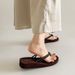 Wedge Heel Double With Medium Heel Flip-flops 2026 Women's Flat Heel Pinch Slippers, Wearing Beach Mop Non-slip Cool Slippers_vogvips.com