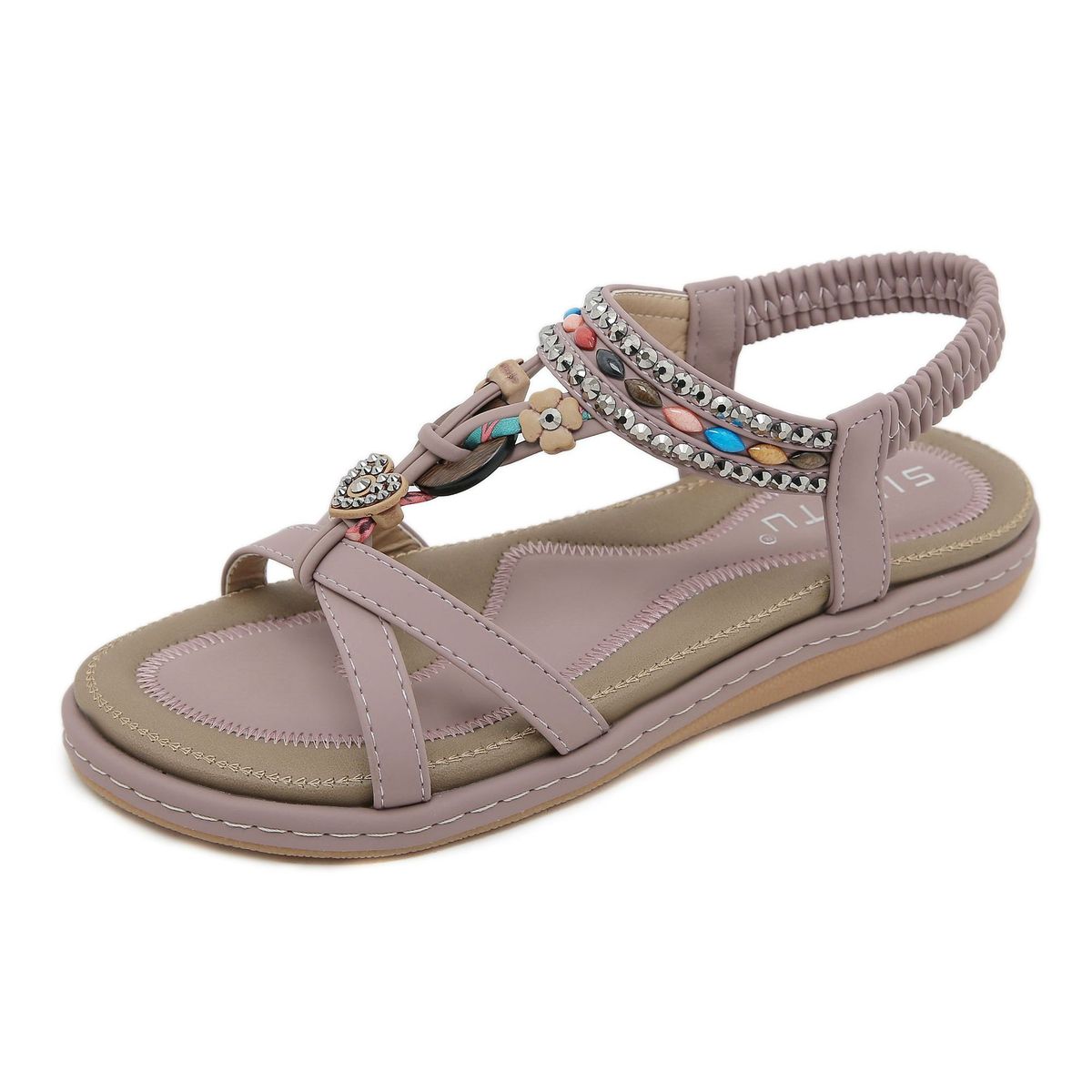 W676-4 New 2025 Spring Summer Wooden Bead Buckle Rhinestone Casual Fashion Thai Beach Flat Sandals For Women_vogvips.com