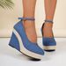 Women's Color Block Wedge Heel Shoes Summer Style Plus Size Shallow Mouth European American Platform Shoes Size 43_vogvips.com