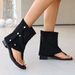 Black Flip-flop Sandals, Flat-soled Square-toed, Trendy European And American Bohemian Style, Spring-summer Fashion_vogvips.com
