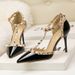 6289-2 European And American Sexy Nightclub Thin Slimming Heel Pointed Toe High Heels Women's Rivet Hollow Strap Sandals_vogvips.com
