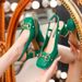 French Style High Heels, Women's Horseneck Thick Heel Square Single Shoes, 2025 Summer New Buckle Toe Sandals_vogvips.com