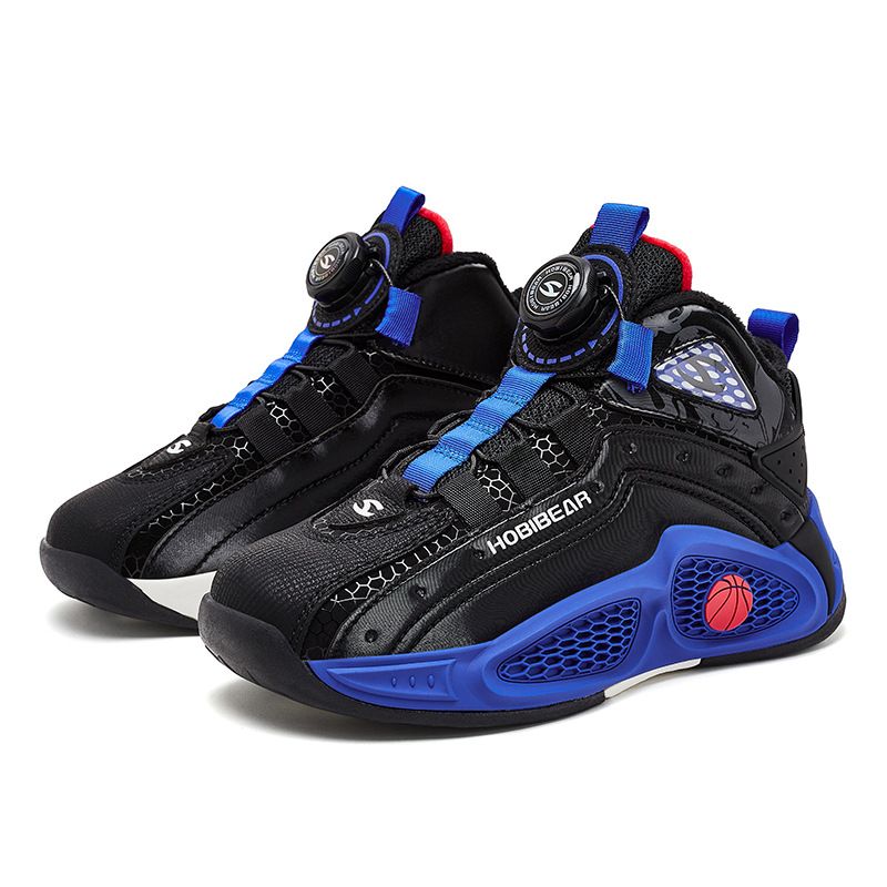 Kids' shoes padded boys basketball shoes winter models girls plus velvet lining sports shoes button shoes_vogvips.com