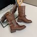 2025 New Coarse Heeled Motorcycle Boots With Buckle And Martin Boots Trendy Mid Heeled Boots Children's Genuine Leather Women's Boots Fashion_vogvips.com