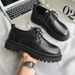 Business leather men's fall 2023 new young British style students thick soled suit men all wear fashionable shoes_vogvips.com