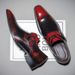 Men's Monk Business Square Formal Casual Shoes Low-top Polished Leather Buckle Slip-on Large Size Flat Toe_vogvips.com
