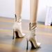 Small Size Women S Rear Zipper Pointed High Heels Autumn And Winter New Fashion Beige Medium Stiletto Martin Boots_vogvips.com