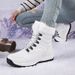 Women's Winter Snow Boots With Thick Fleece Lining, Water-Resistant Synthetic Leather Upper, Non-Slip Rubber Sole For Outdoor Activities_vogvips.com
