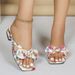 Floral Bow Open Toe Sandals French Fairy Style For Women Summer Elegant Low Heeled Slippers Cross Border Women's Footwear_vogvips.com