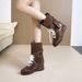 Women Boxing Boots 8Cm Genuine Leather Boxing For Women 2025 Summer New Britih Style Martin Thick Sole German Training Mid-Calf Short_vogvips.com