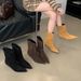 Elegant Pointed Toe Ankle Boots For Women - Slim Fit Low Heel Fashion Boots With Suede Upper & Rubber Sole (Black, Coffee, Light Brown)_vogvips.com