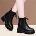 Women's Martin With Fleece Lining 2025 Autumn Winter Thick Sole Short For Petite Women Height Increasing British Style_vogvips.com