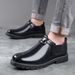 Men's Casual Work Boots - British Style Leather Round Toe Shoes With Rubber Sole, Comfortable & Breathable For Daily Wear Retro Leather Shoes_vogvips.com