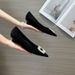 Women's French Style Low Heeled Single Shoes Black Versatile For Spring Autumn Winter Retro Rhinestone Temperament_vogvips.com