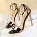267-3 European And American Fashion Sexy Nightclub Stiletto Ultra High Heel Color Block One-Strap Open-Toe Hollow_vogvips.com