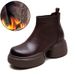 Shanghai Jiesu 2024 Winter New Fleece-Lined Warm Thick-Soled Height-Increasing Short Boots Top Layer Cowhide Commuter_vogvips.com