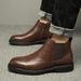 Martin Boots Men's High-top Velvet Warm Medium-top Chelsea Boots Business Dress Leather Shoes Men's Leather_vogvips.com
