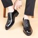Men's business dress leather shoes Leather alligator print groom wedding shoes men's shoes_vogvips.com