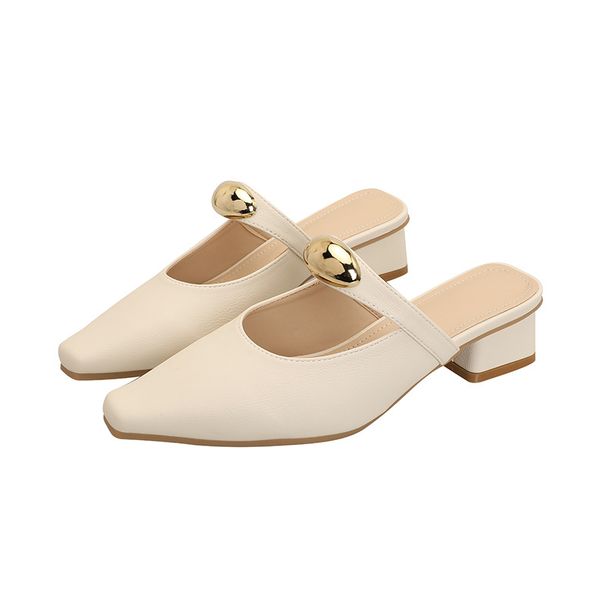 Square Toe Sandals For Women, Closed Toe, Outdoor Wear, Chunky Heel, Half Mules, Summer One-Strap Ancient Mary Jane Plus_vogvips.com