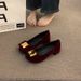 French Red Thick Heel Small Fragrant Single Shoes Women's Shoes Spring And Autumn Suede Temperament Bow Evening Shoes_vogvips.com
