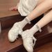 Genuine Leather Version ~ Internal Height Increase 6cm Bowknot Ballet Trainers For Women, Su Yin's Same Style Satin Flat_vogvips.com