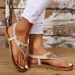 Roman For Women Summer Fairy Style Flat Student Comfort Toe Clip Rhinestone Thong Sandals Extra Large Size 42 43_vogvips.com