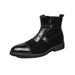 Men's British Style Brogue Ankle Boots - Vintage Pointed Toe Chelsea Boots With Side Zipper For Business Casual & Smart Outfits_vogvips.com
