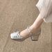 Cross Strap Bow Mary Jane Shoes British Style Small Leather Shoes Women's High Heel Thick Heel Single Shoes_vogvips.com