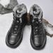 Black High-Top Men's Shoes Winter Fleece Warm Cotton Shoes Thick-Soled Non-Slip And Wear-Resistant Snow Boots Soft-Soled_vogvips.com
